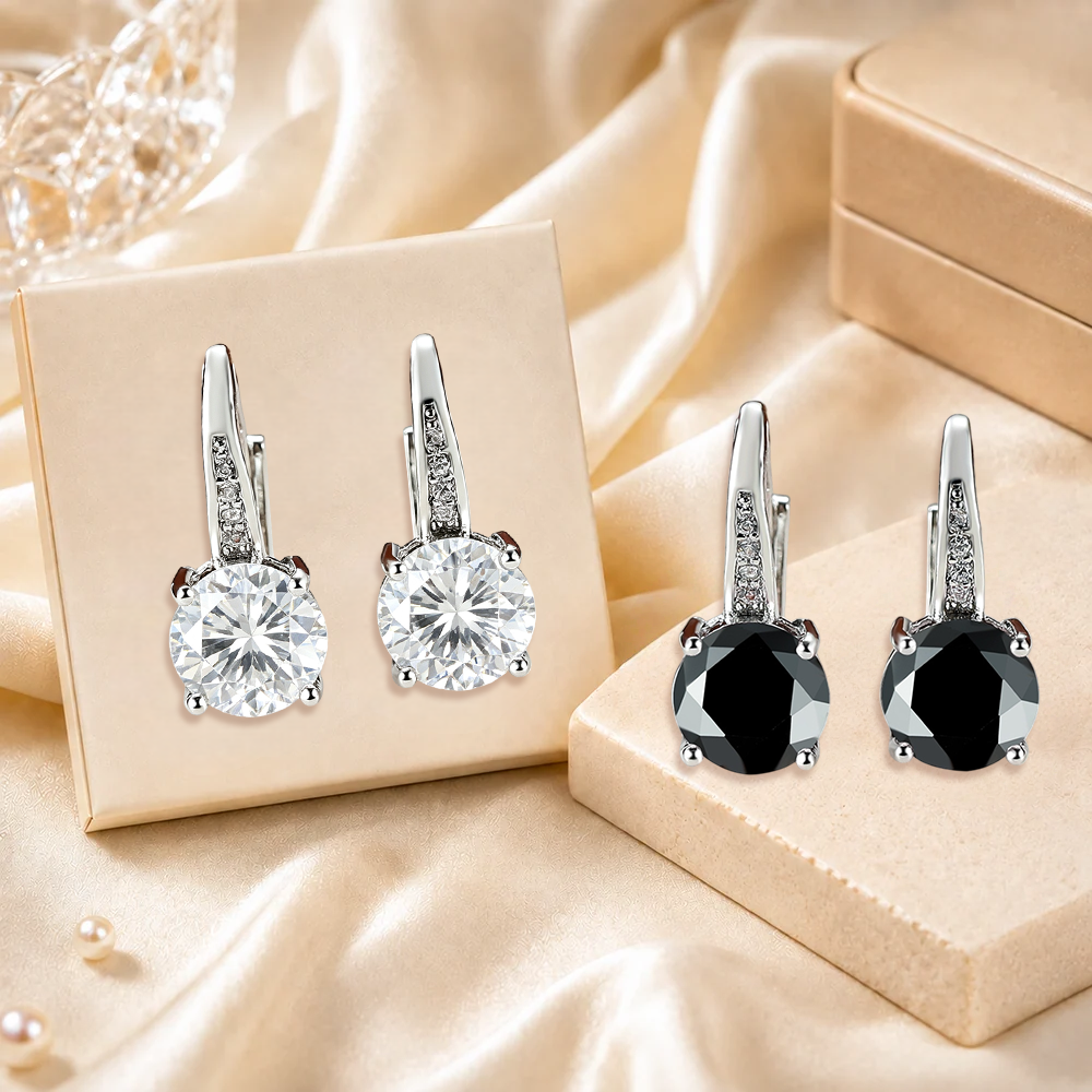 💎2 PAIRS 🤍 White Crystal +🖤 Black Onyx