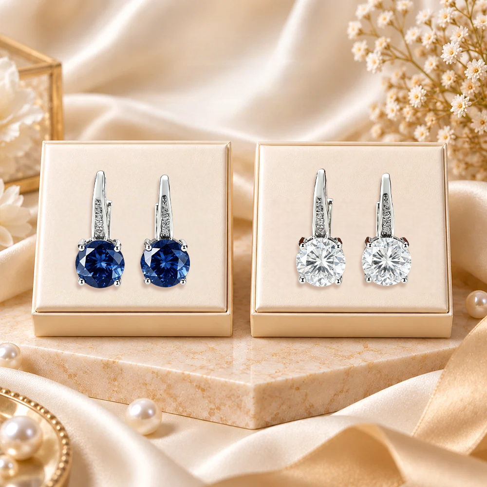 💎2 PAIRS 💙 Sapphire Blue + 🤍 White Crystal