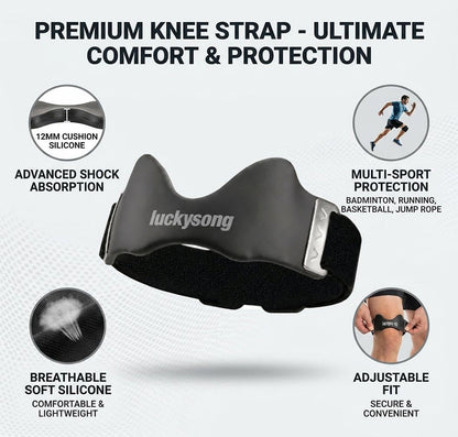 luckysong Precision Knee Strap, 2026 Upgraded Patellar Tendon Support with Silicone Lock-Point Pad, Adjustable Non-Slip Breathable Knee Brace for Running, Cycling & Fitness, One Size (1pcs)