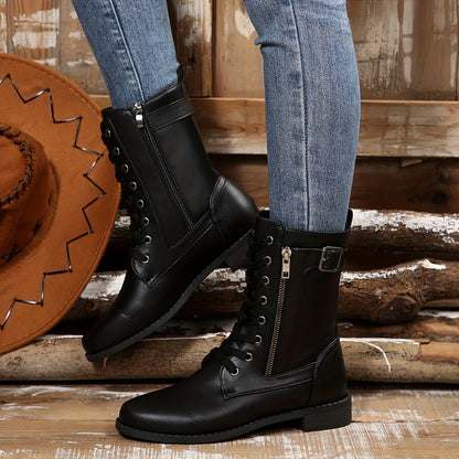 🔥Last Day 50% OFF - Women's Zipper Leather Boots - Wide Fit, Cushioned Sole Pain Relief Riding