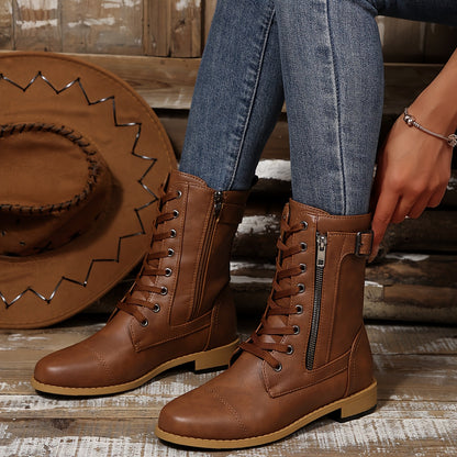 🔥Last Day 50% OFF - Women's Zipper Leather Boots - Wide Fit, Cushioned Sole Pain Relief Riding
