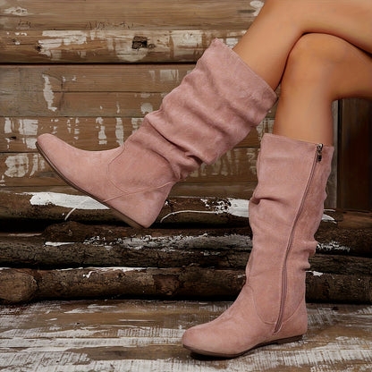 🔥Last Day Promotion 50% OFF - Women's Fashionable Solid Color Mid-Calf Ankle Boots