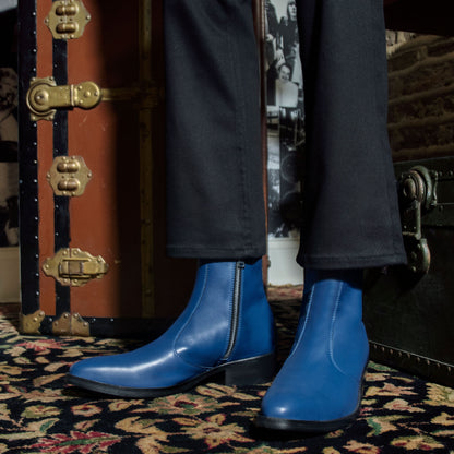 Richards – Blue Leather Zip Boots