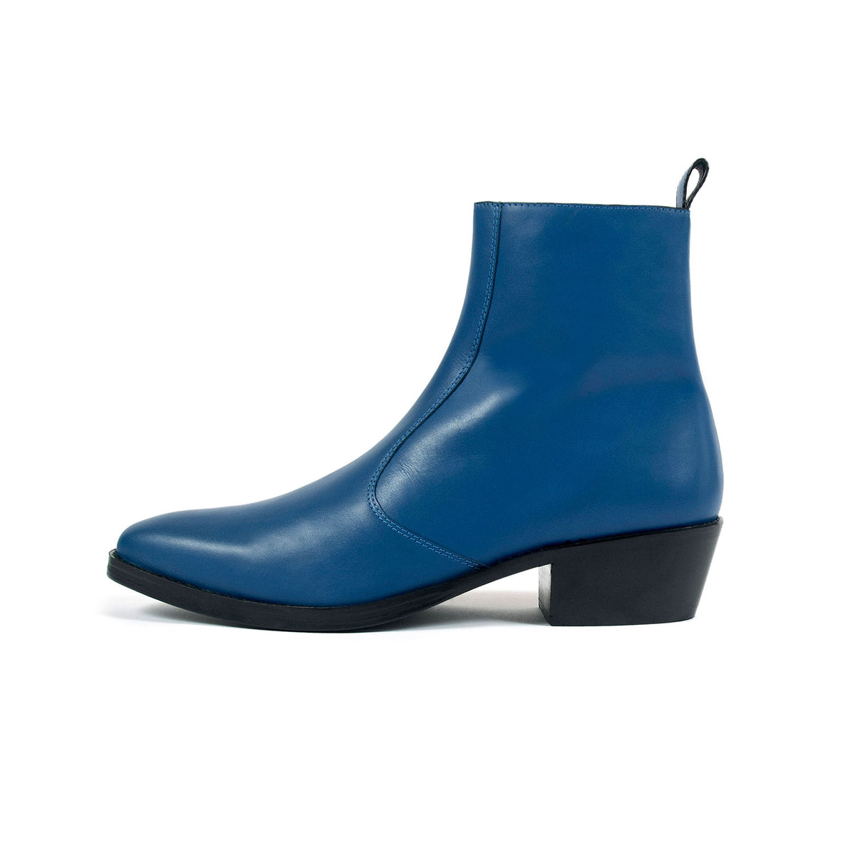 Richards – Blue Leather Zip Boots