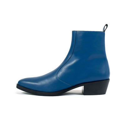 Richards – Blue Leather Zip Boots