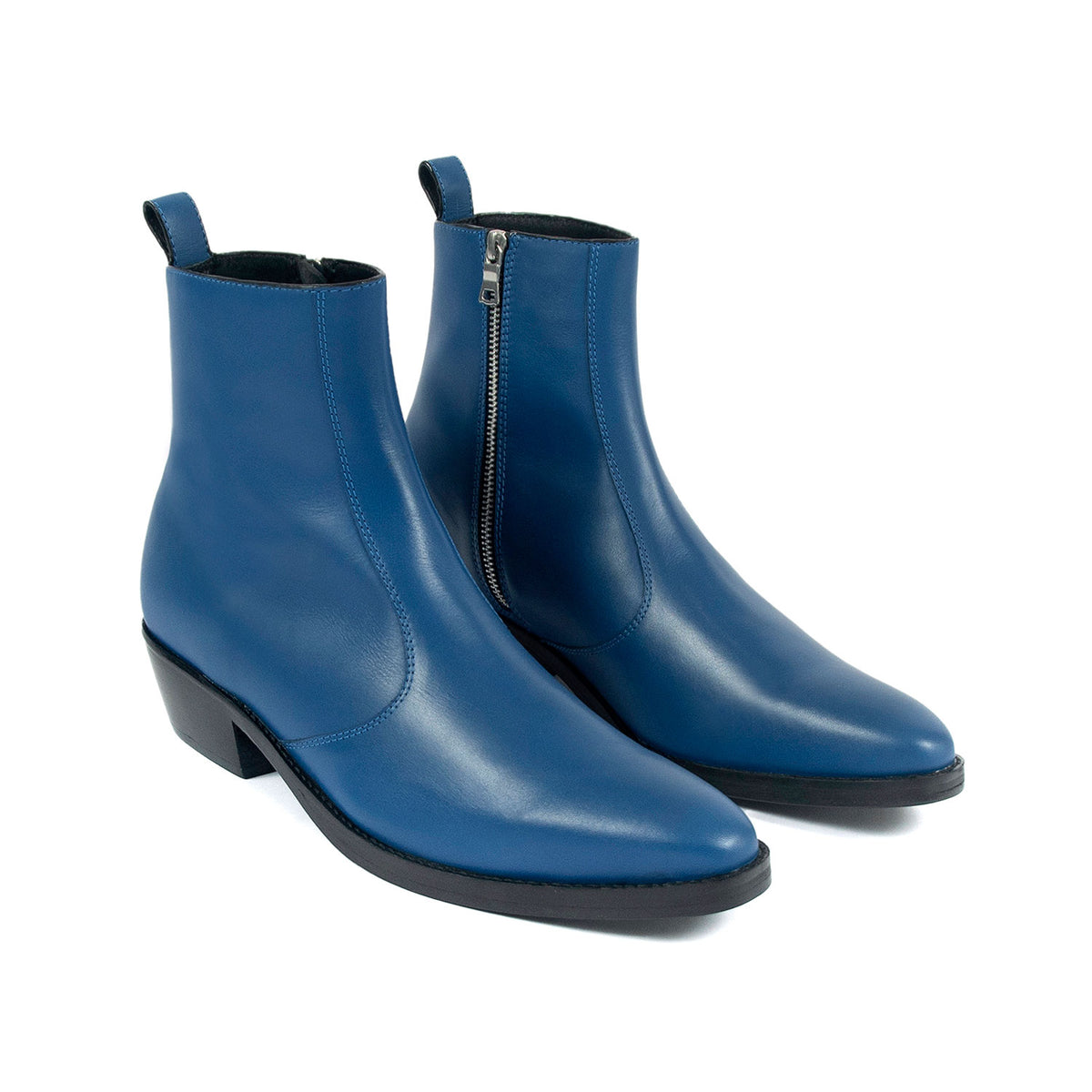 Richards – Blue Leather Zip Boots