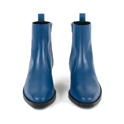 Richards – Blue Leather Zip Boots