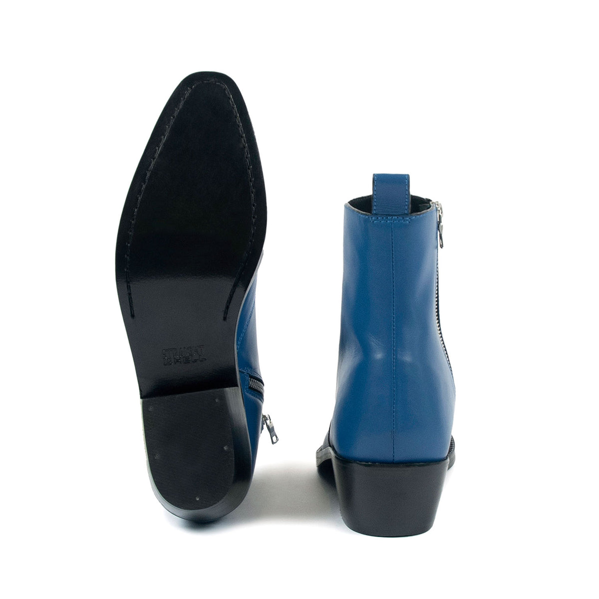 Richards – Blue Leather Zip Boots
