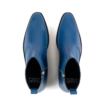 Richards – Blue Leather Zip Boots